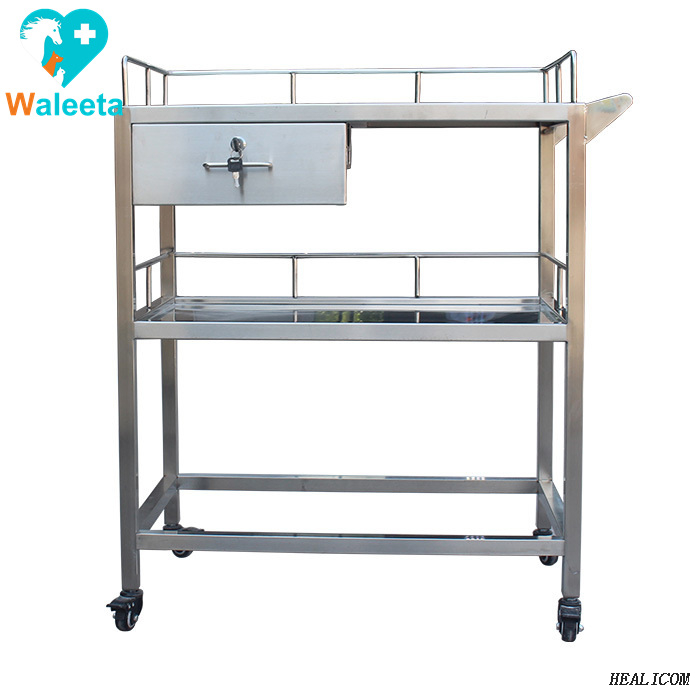 Stainless Steel WT-39 Customize Mobile Drawer Veterinary Equipment Animal Clinic Vet Trolley