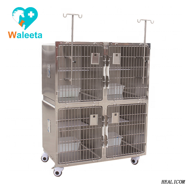 Factory Price WTC-03 Animal Cage for Vet Clinic Whole 304 Stainless Steel Cat Cage with Wheel